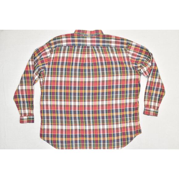 Ralph Lauren Big & Tall Size 3XLT Red Plaid 100% Cotton Button Up - Picture 4 of 8